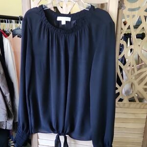 Counterparts Elegant Black Blouse with Tie Detail